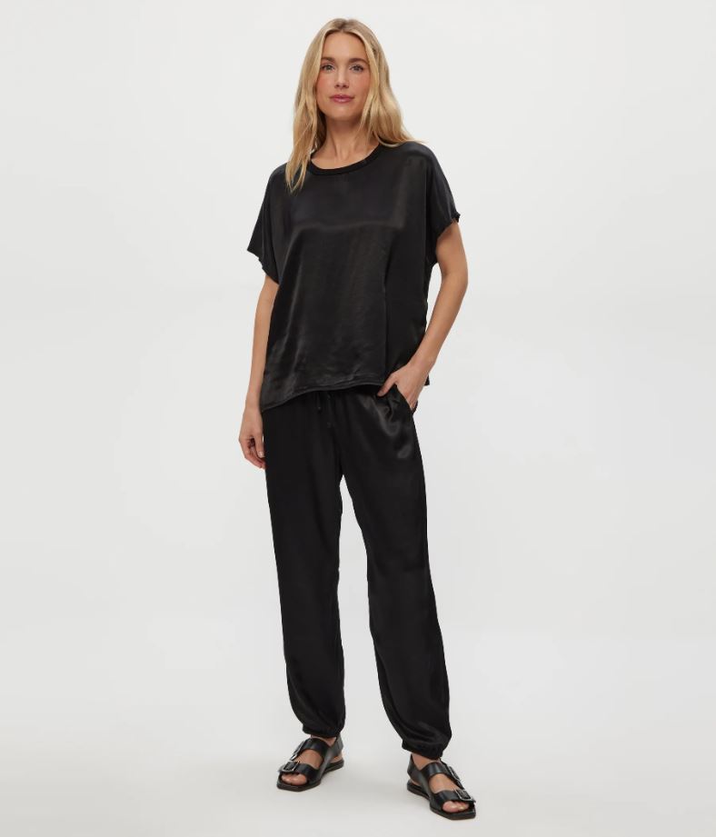 Satin Flow Tee - Black