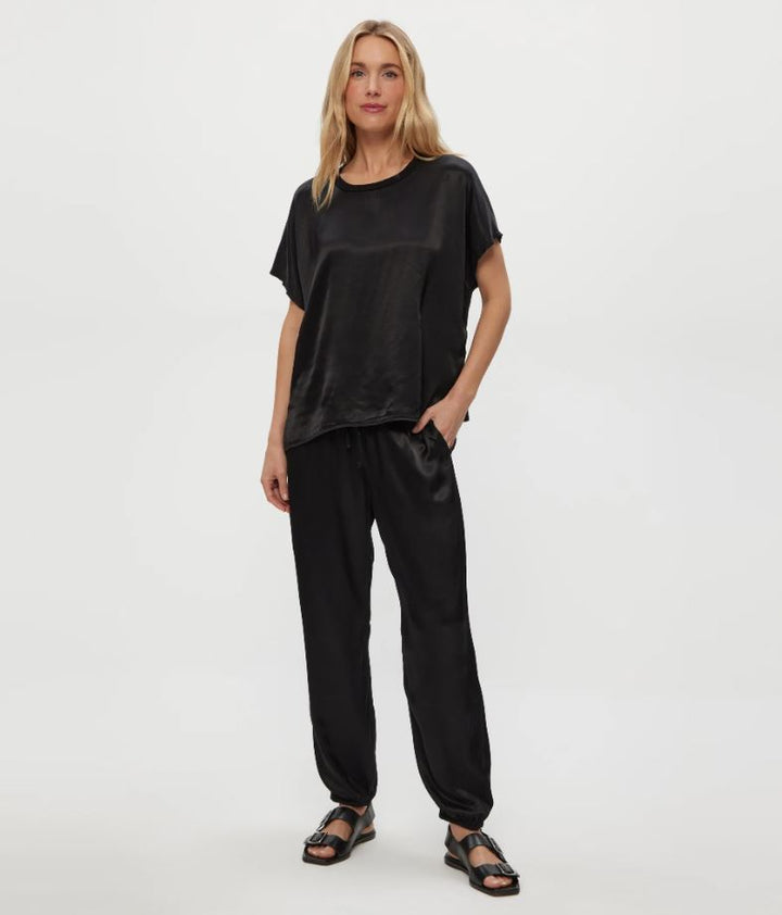 Satin Flow Tee - Black