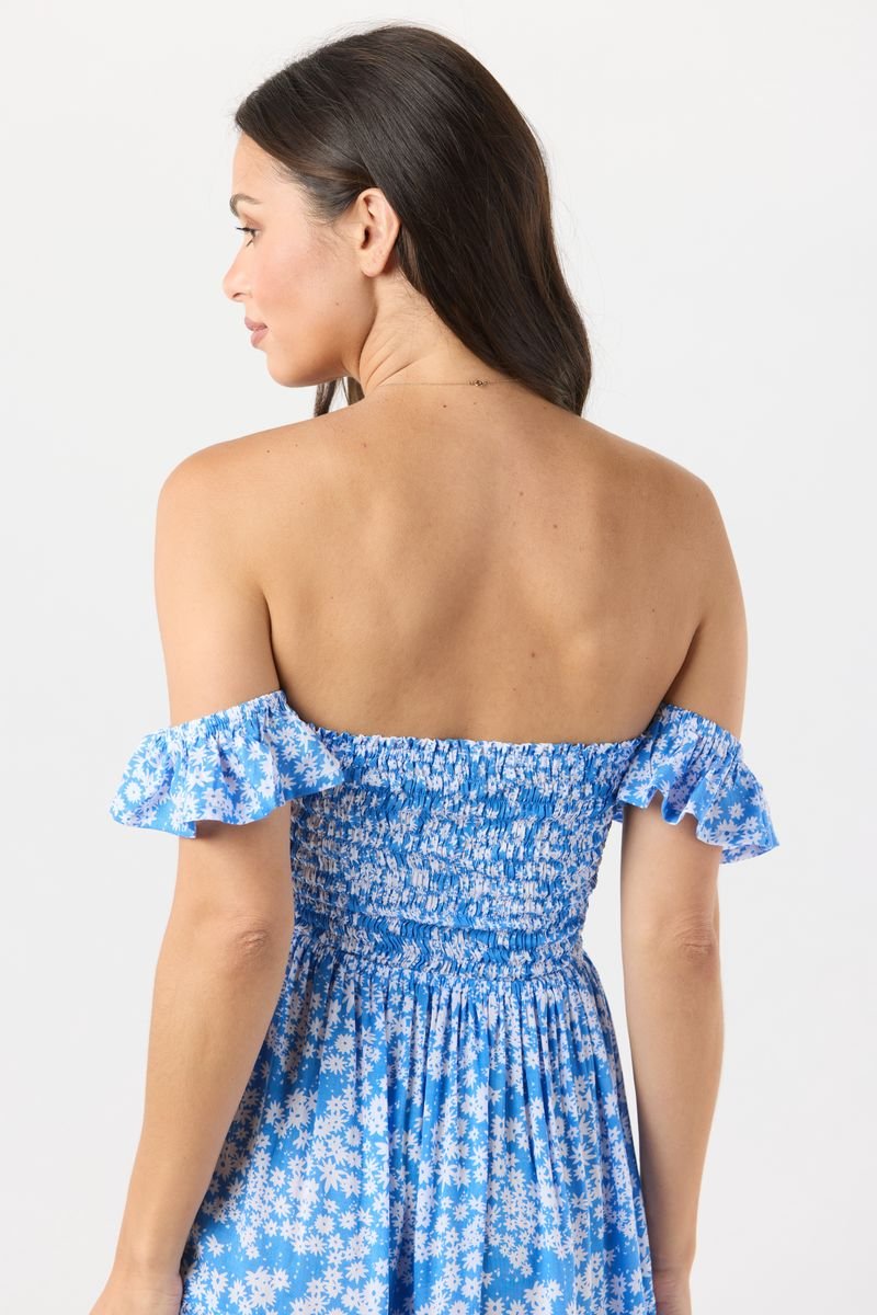 French Mini Dress - Scattered Daisy Sky - Jaffi&