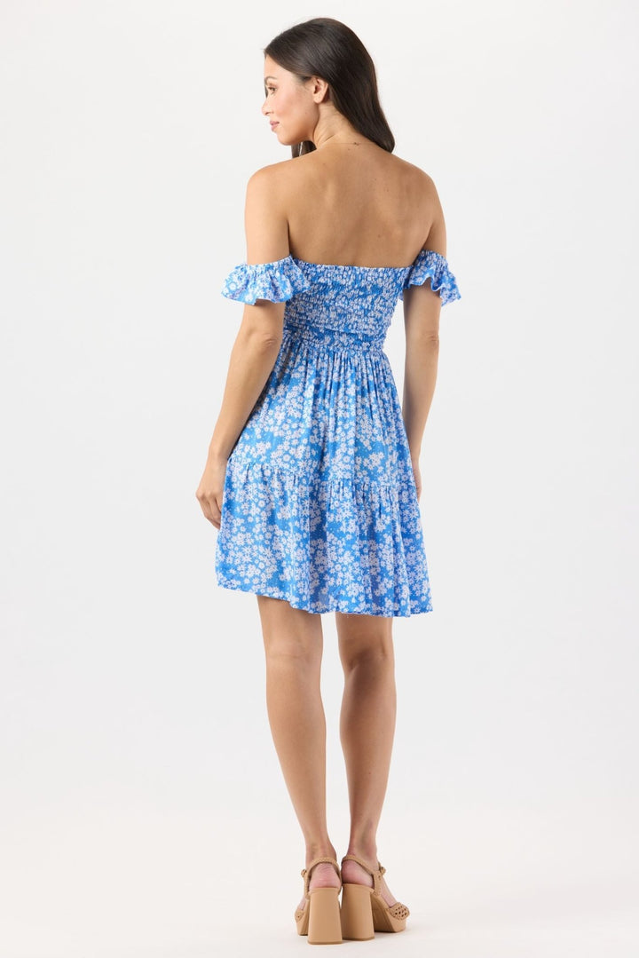 French Mini Dress - Scattered Daisy Sky - Jaffi&