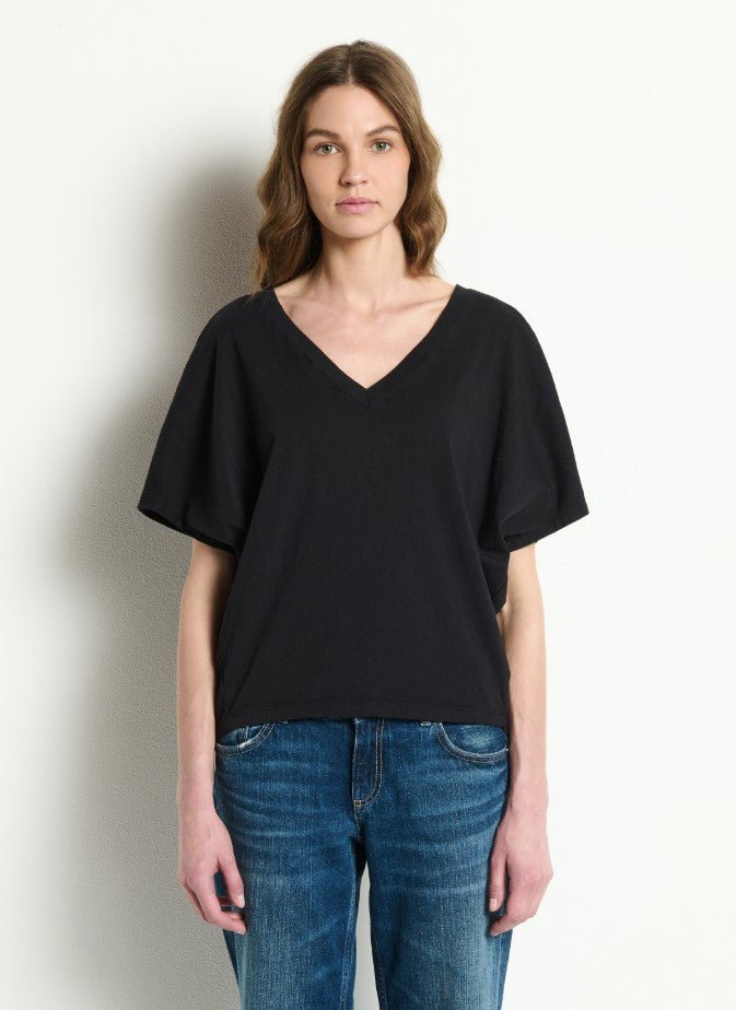 Freya Easy V Neck Top - Black - Jaffi's