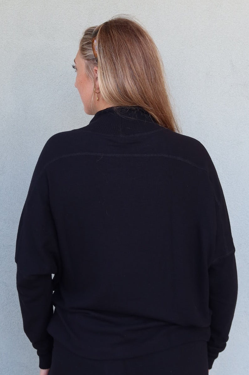 Frida Mock Neck Top - Black - Jaffi's