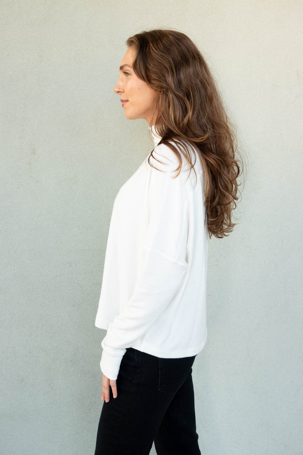 Frida Mock Neck Top - Coconut Milk - Jaffi's