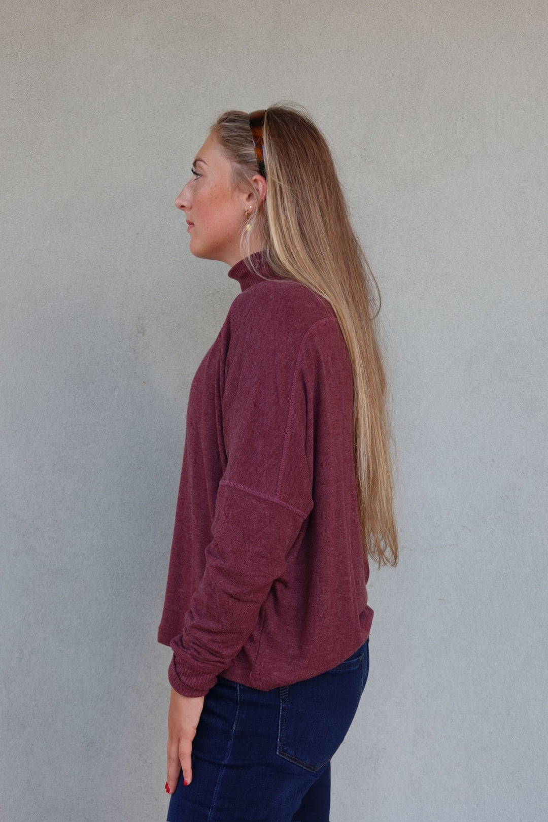 Frida Mock Neck Top - Port Royale - Jaffi&