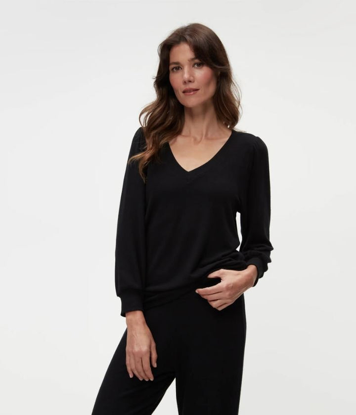 Gabriella V Neck Top - Black - Jaffi&