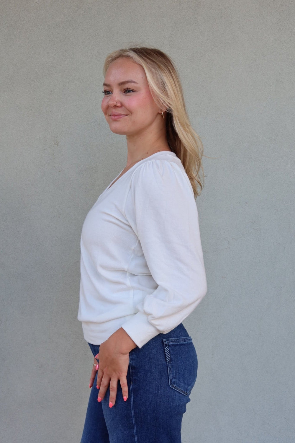 Gabriella V Neck Top - Coconut Milk - Jaffi's