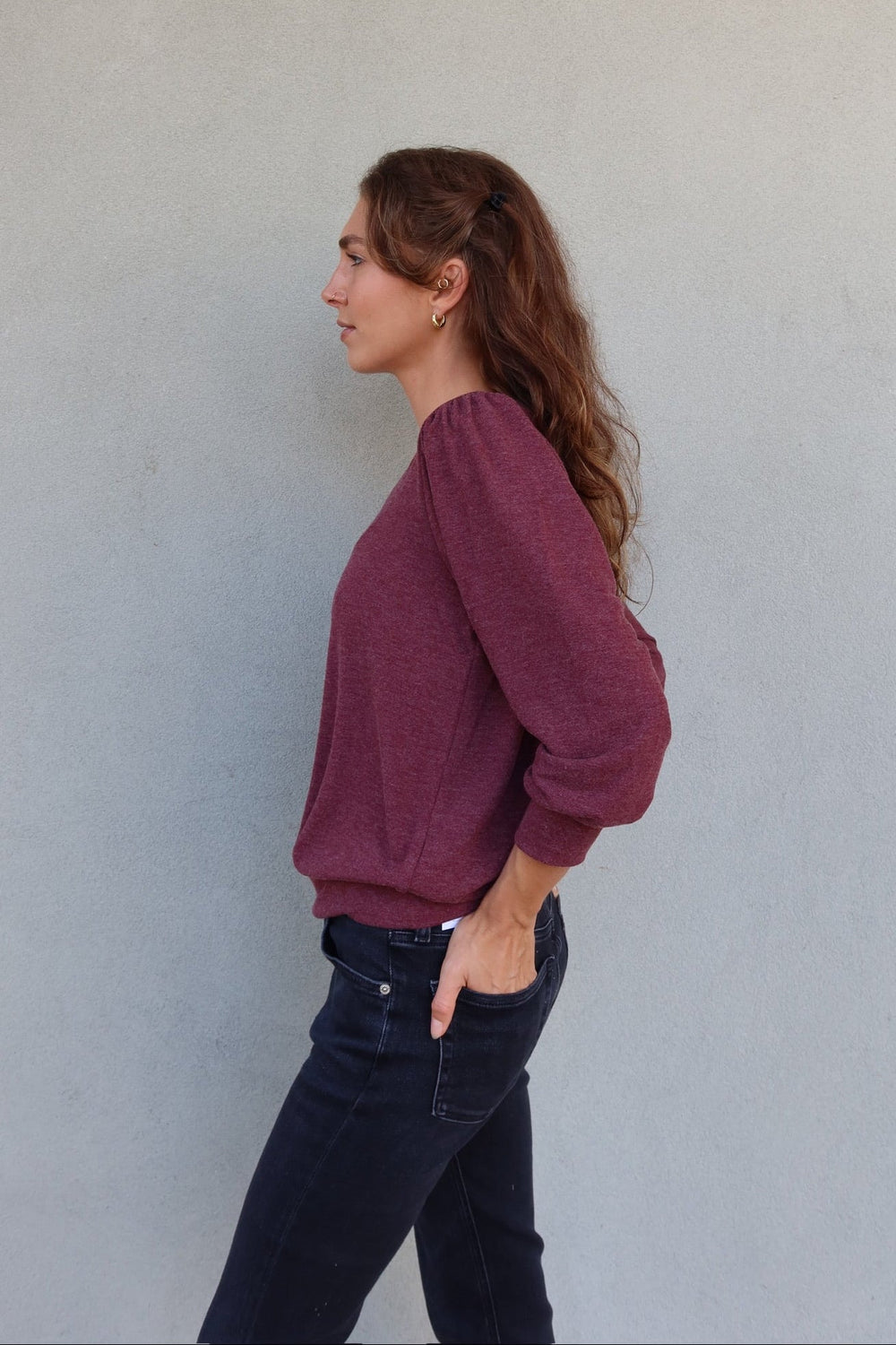 Gabriella V Neck Top - Port Royale - Jaffi's