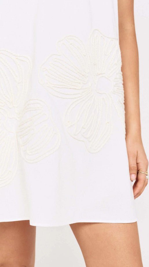 Gaia Embroidered Mini Dress - White - Jaffi's