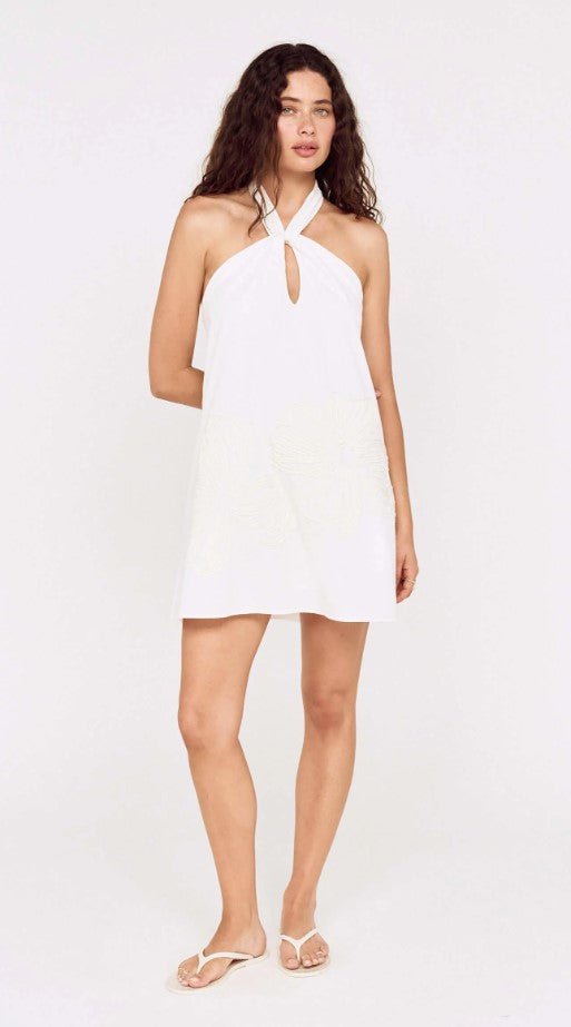 Gaia Embroidered Mini Dress - White - Jaffi's