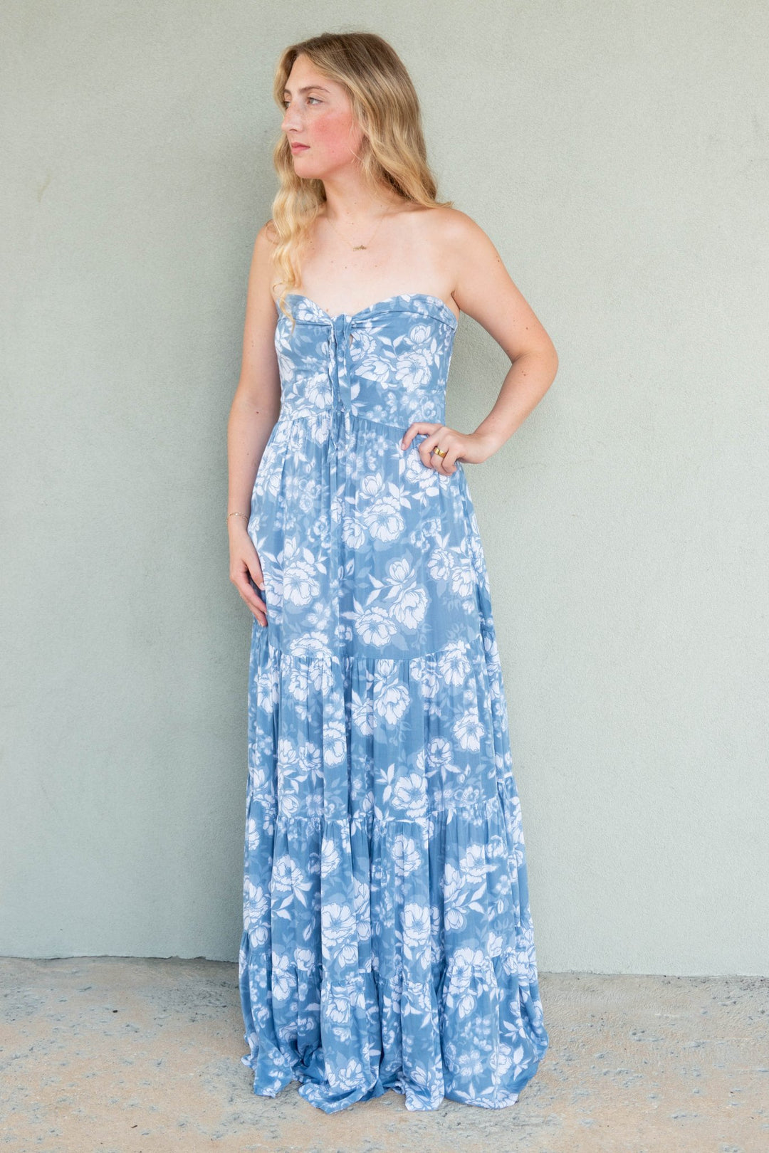 Gardenia Maxi Dress - Garden Reverie Sky - Jaffi's