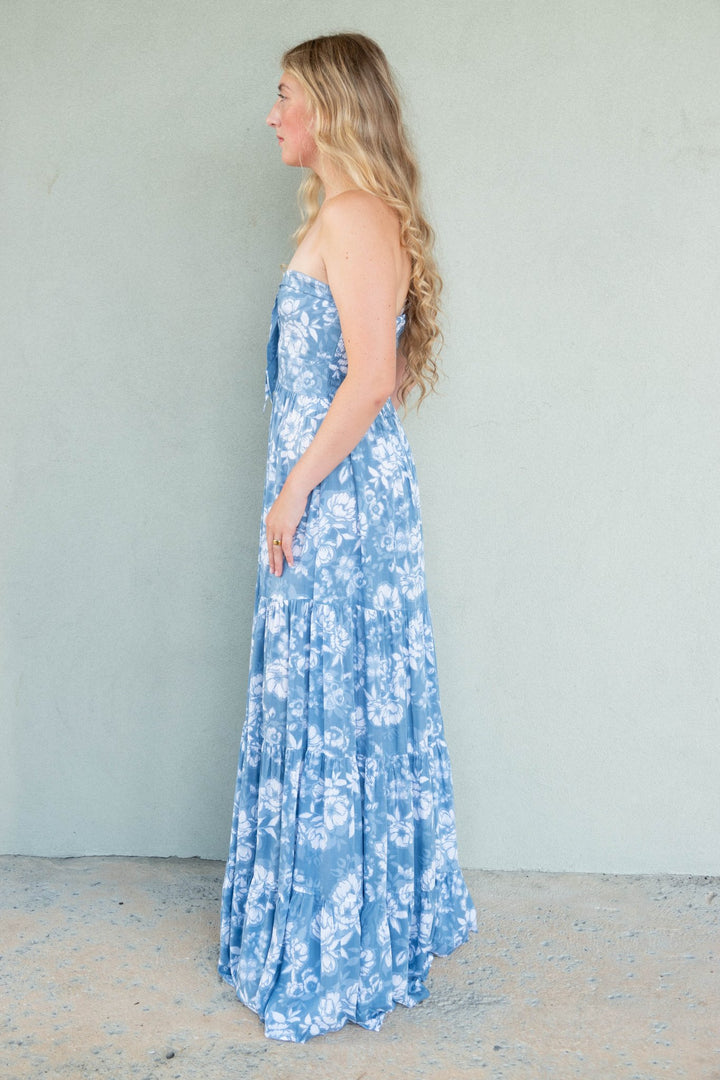 Gardenia Maxi Dress - Garden Reverie Sky - Jaffi&