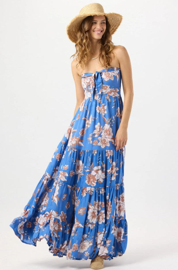 Blue Blooming Orchid Gardenia Maxi Dress