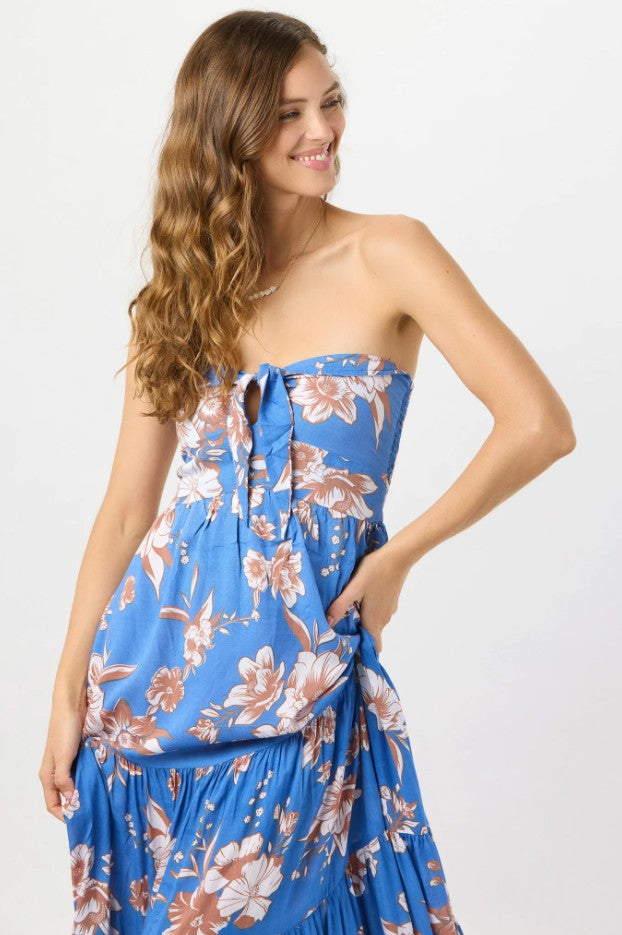 Blue Blooming Orchid Gardenia Maxi Dress