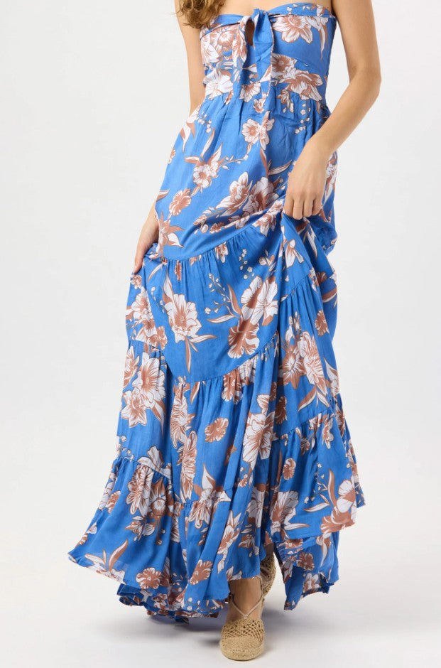 Blue Blooming Orchid Gardenia Maxi Dress