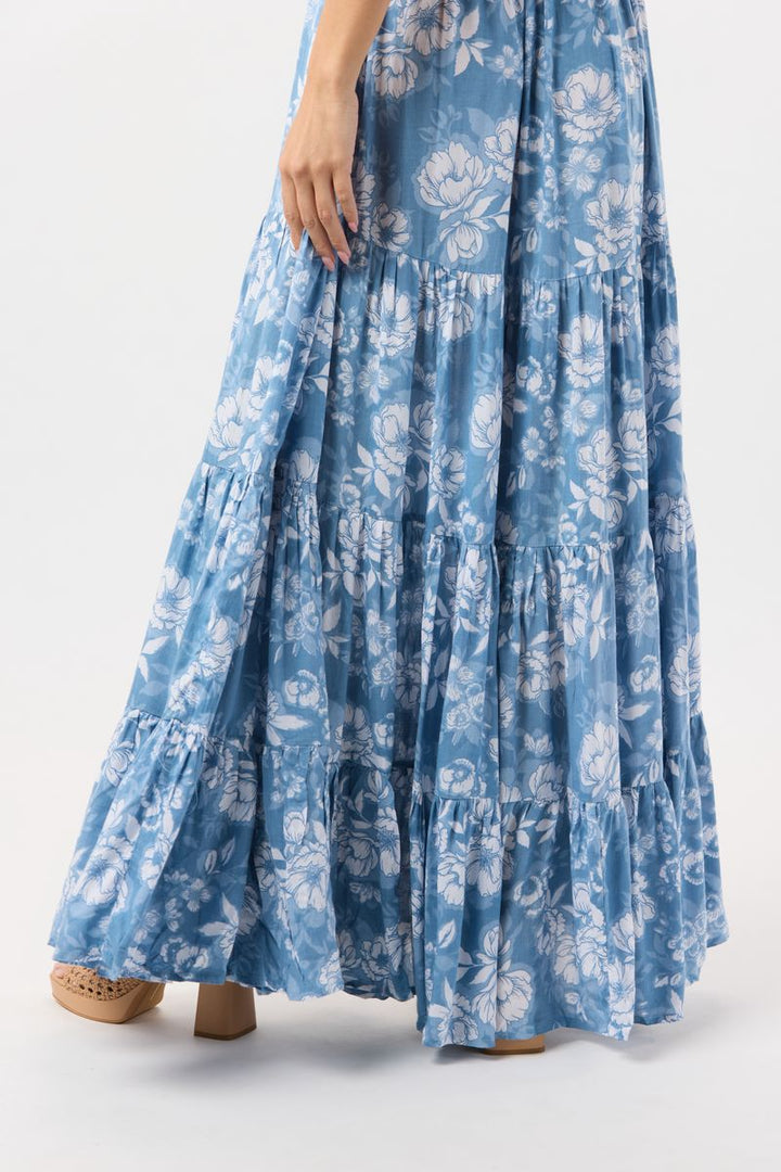 Gardenia Maxi Dress - Garden Reverie Sky