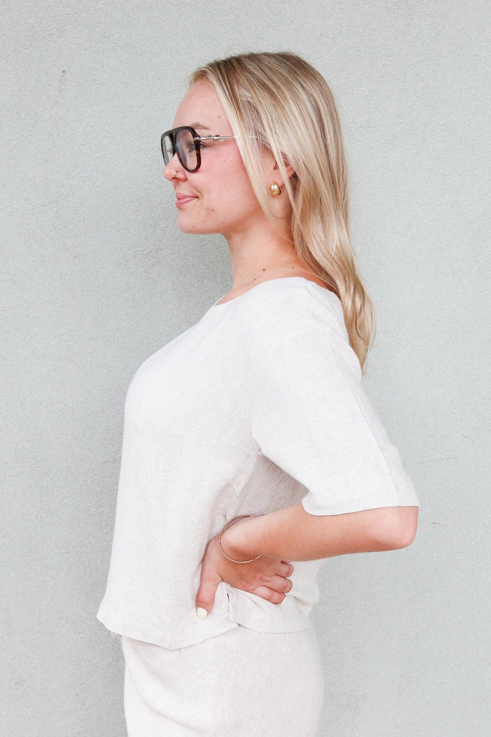 Gemini Short Sleeve Top - Linen - Jaffi's
