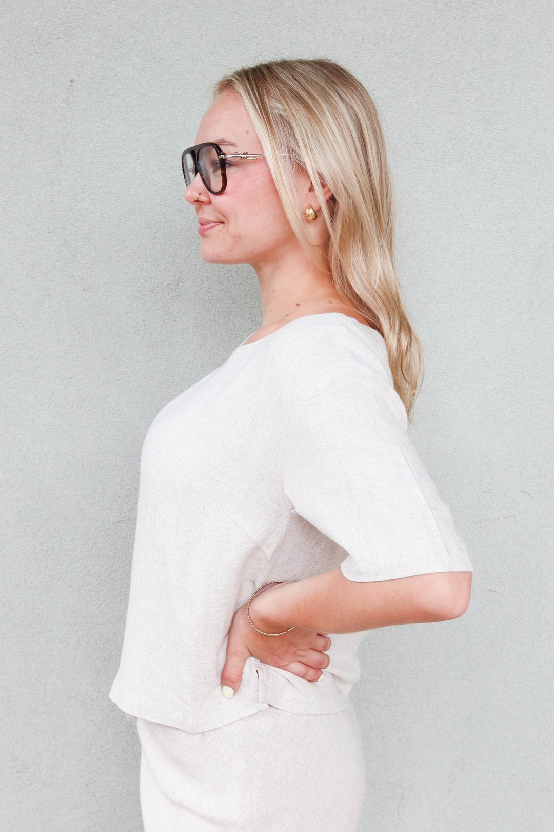 Gemini Short Sleeve Top - Linen - Jaffi's