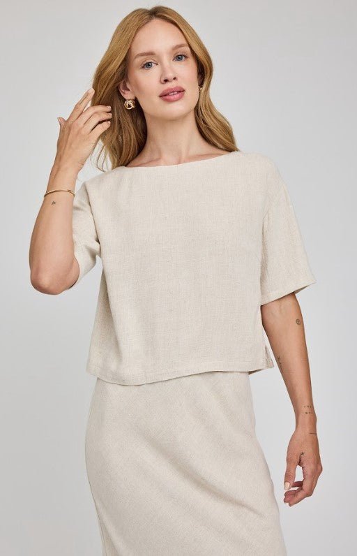 Gemini Short Sleeve Top - Linen - Jaffi's