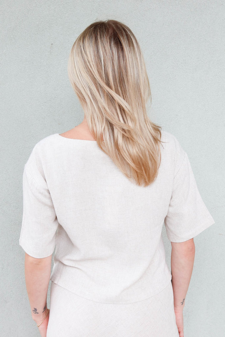 Gemini Short Sleeve Top - Linen - Jaffi's