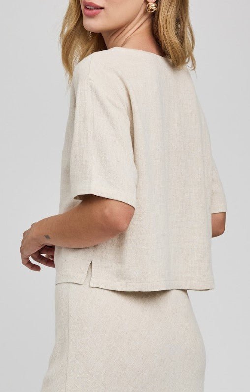 Gemini Short Sleeve Top - Linen - Jaffi's