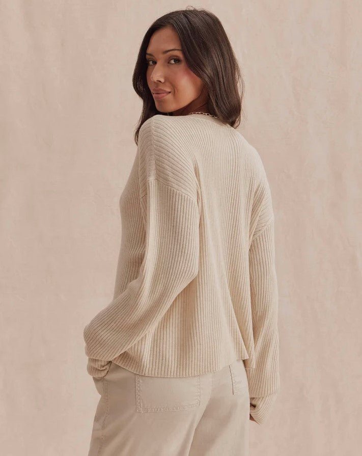 Georgie Rib Cardigan - Wheat Heather - Jaffi&