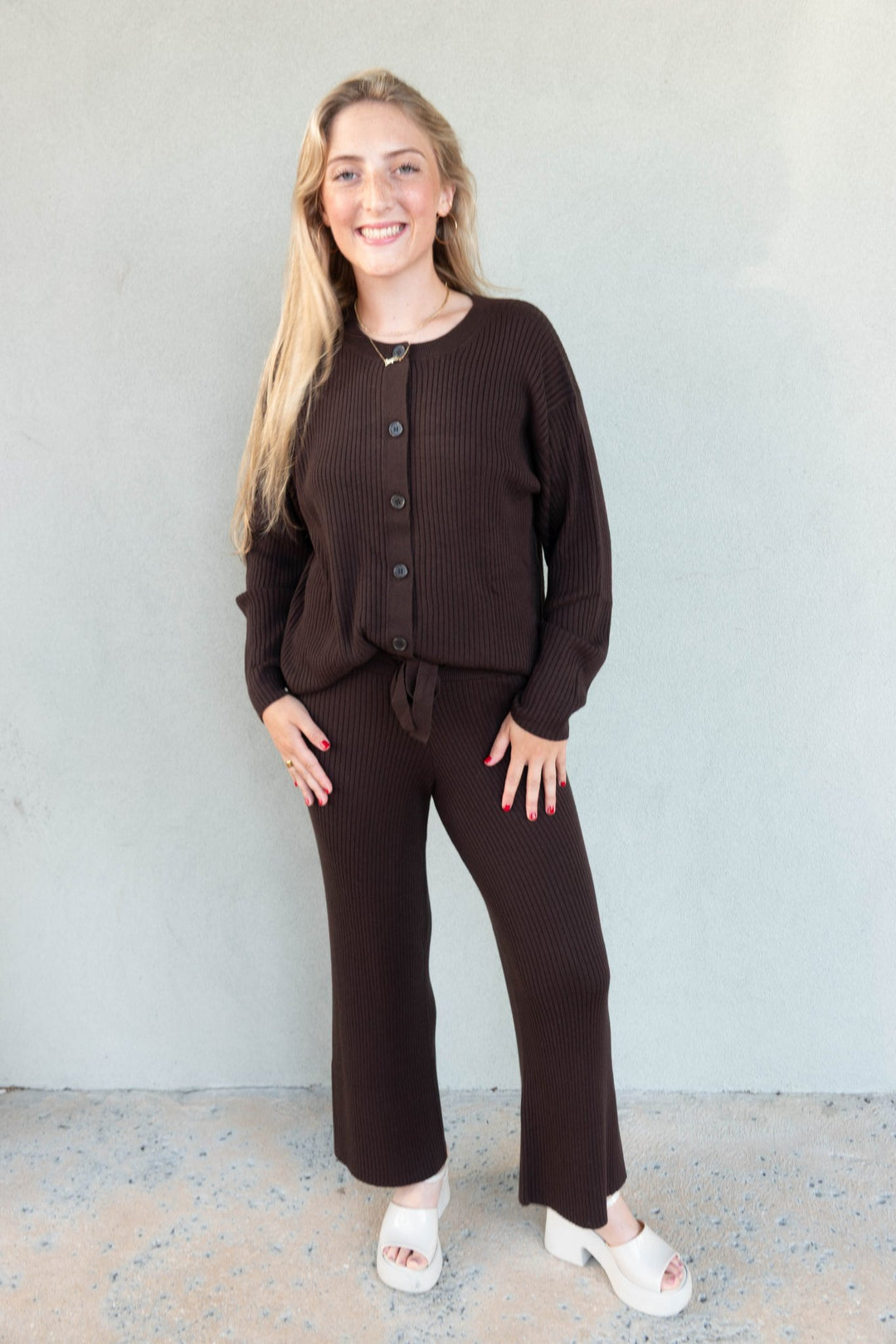 Georgie Rib Sweater Pant - Java - Jaffi's