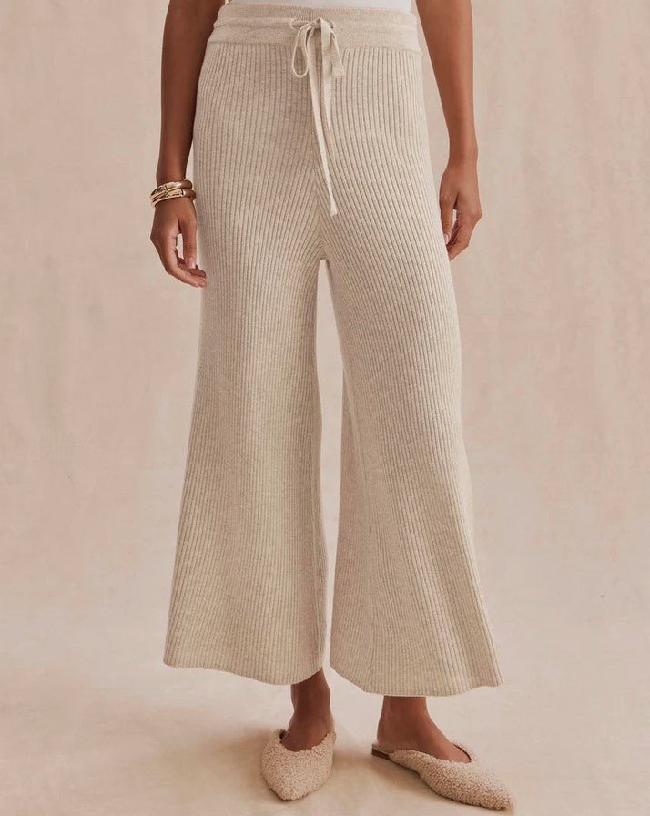 Georgie Rib Sweater Pant - Wheat Heather - Jaffi&