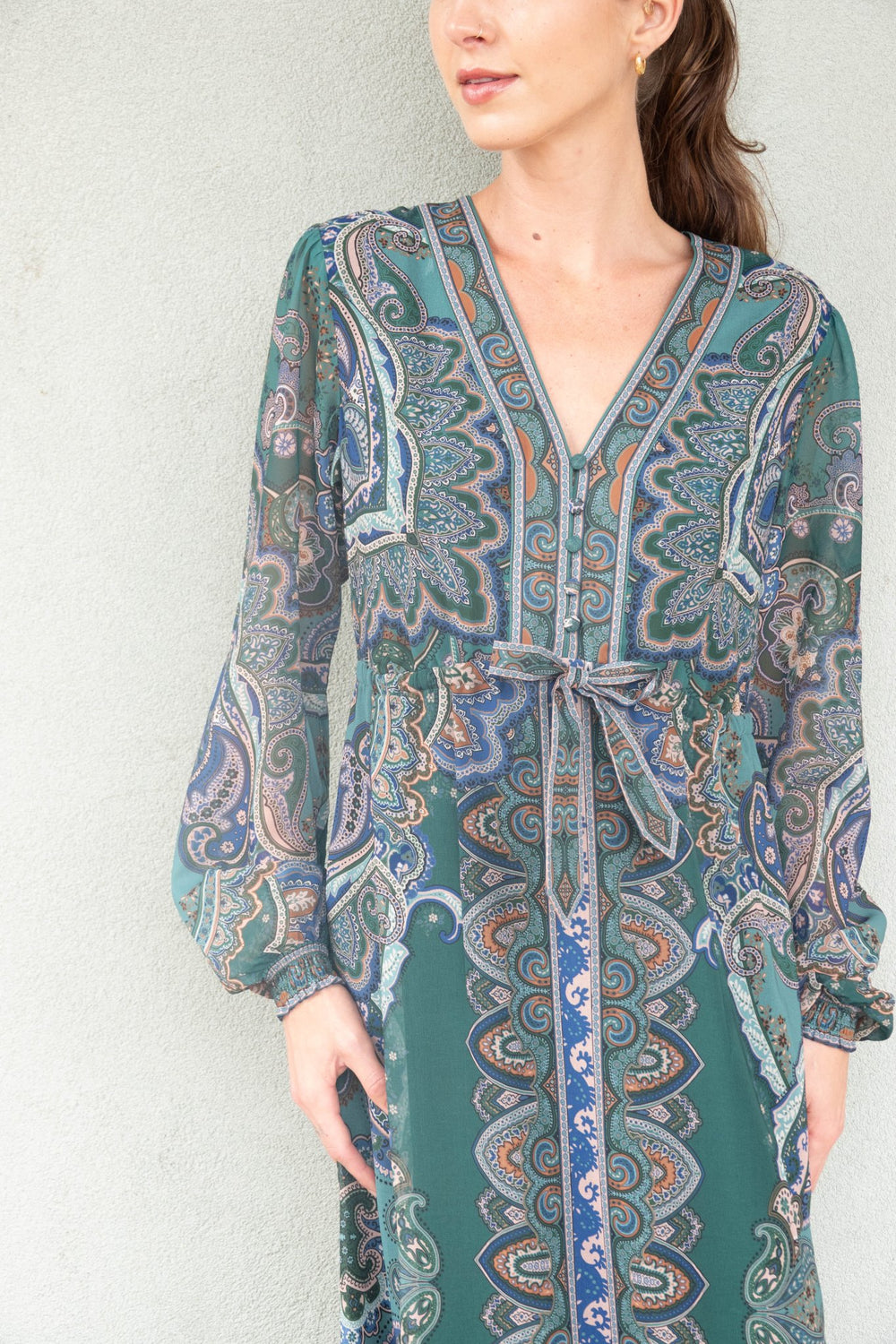 Georgina Long Sleeve Maxi Dress - Emerald - Jaffi's