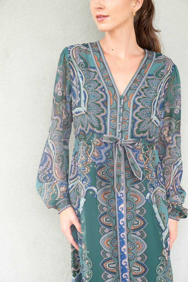 Georgina Long Sleeve Maxi Dress - Emerald - Jaffi&