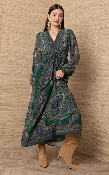 Georgina Long Sleeve Maxi Dress - Emerald