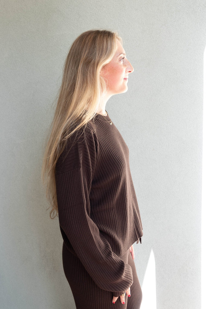 Gerogie Rib Crew Neck Pullover - Java - Jaffi&