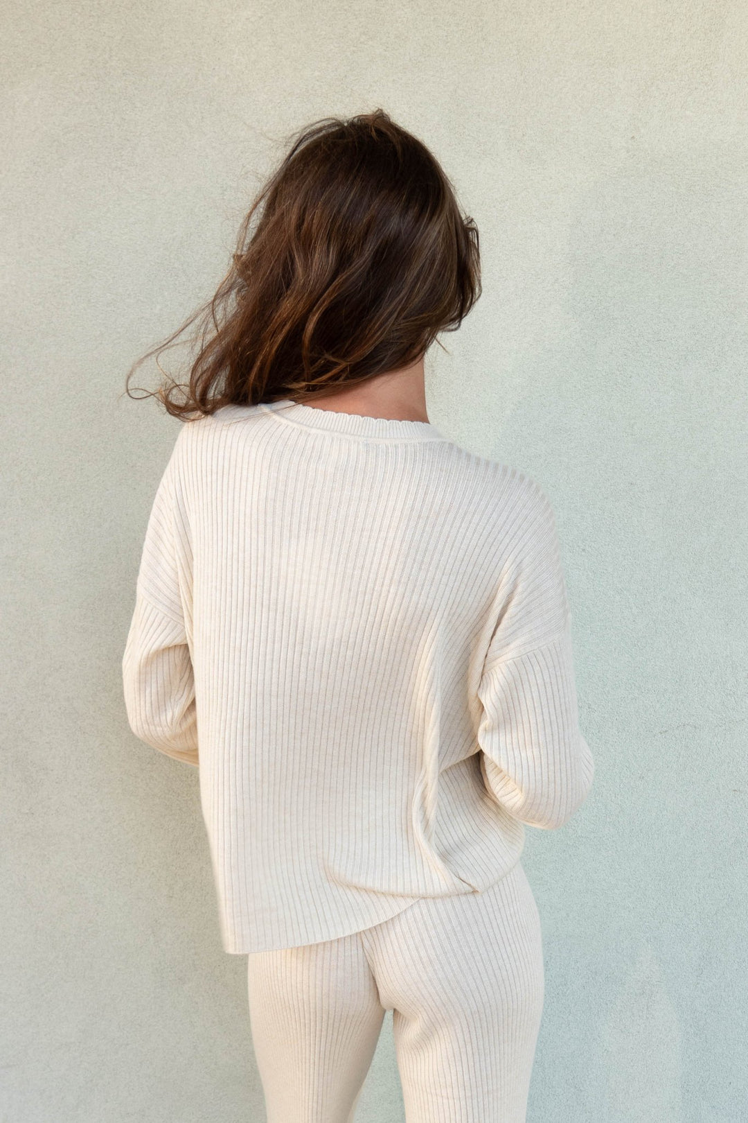 Gerogie Rib Crew Neck Pullover - Wheat Heather - Jaffi&