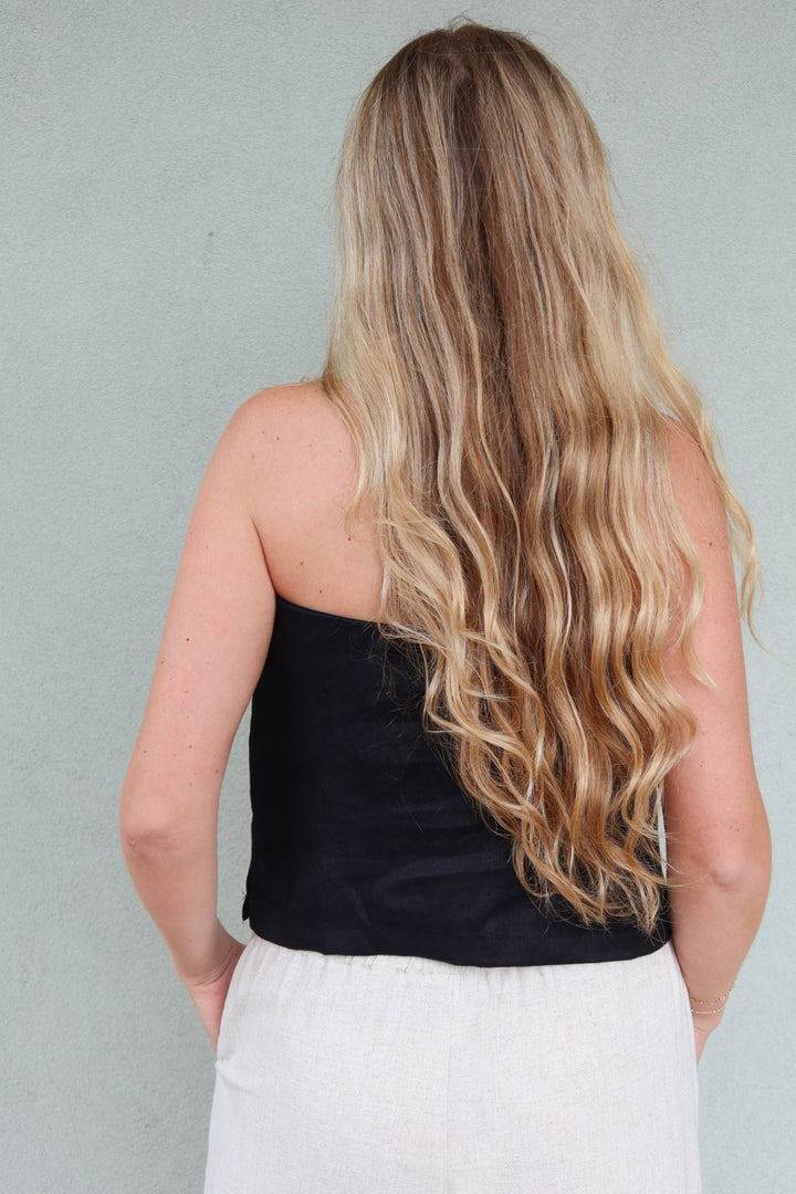 Gianna Linen Tube Top - Black - Jaffi's