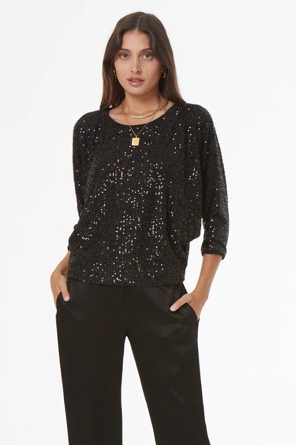 Glimmer Top - Black Sequin