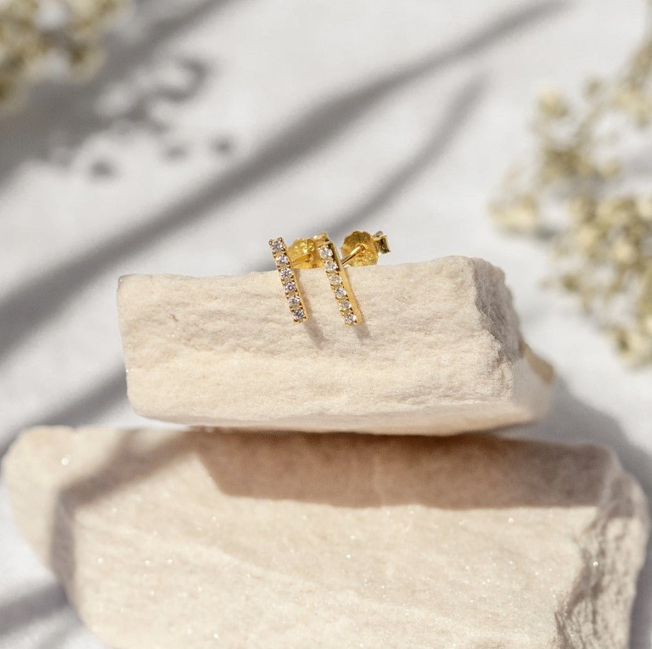 Gold Boca Bar Stud Earrings - Jaffi's