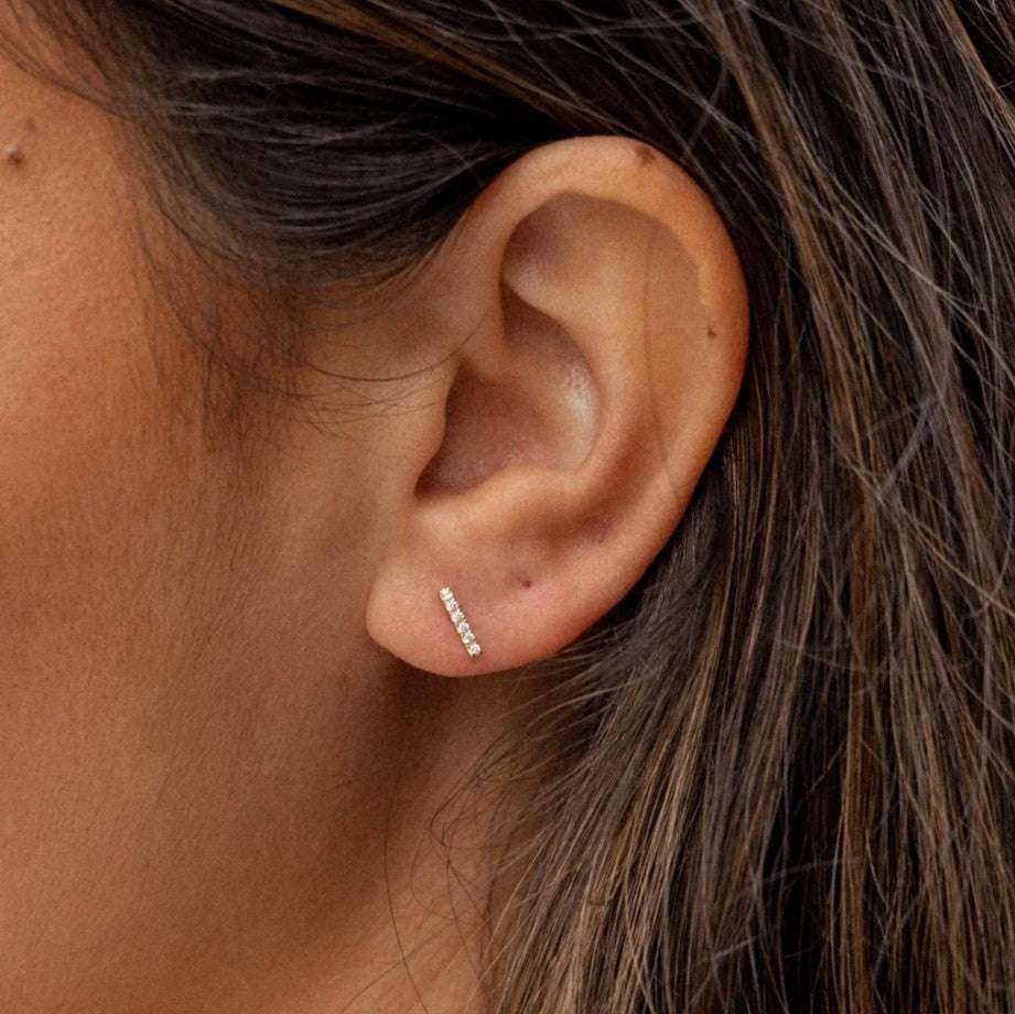 Gold Boca Bar Stud Earrings - Jaffi's