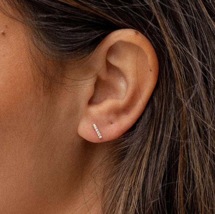 Gold Boca Bar Stud Earrings - Jaffi's