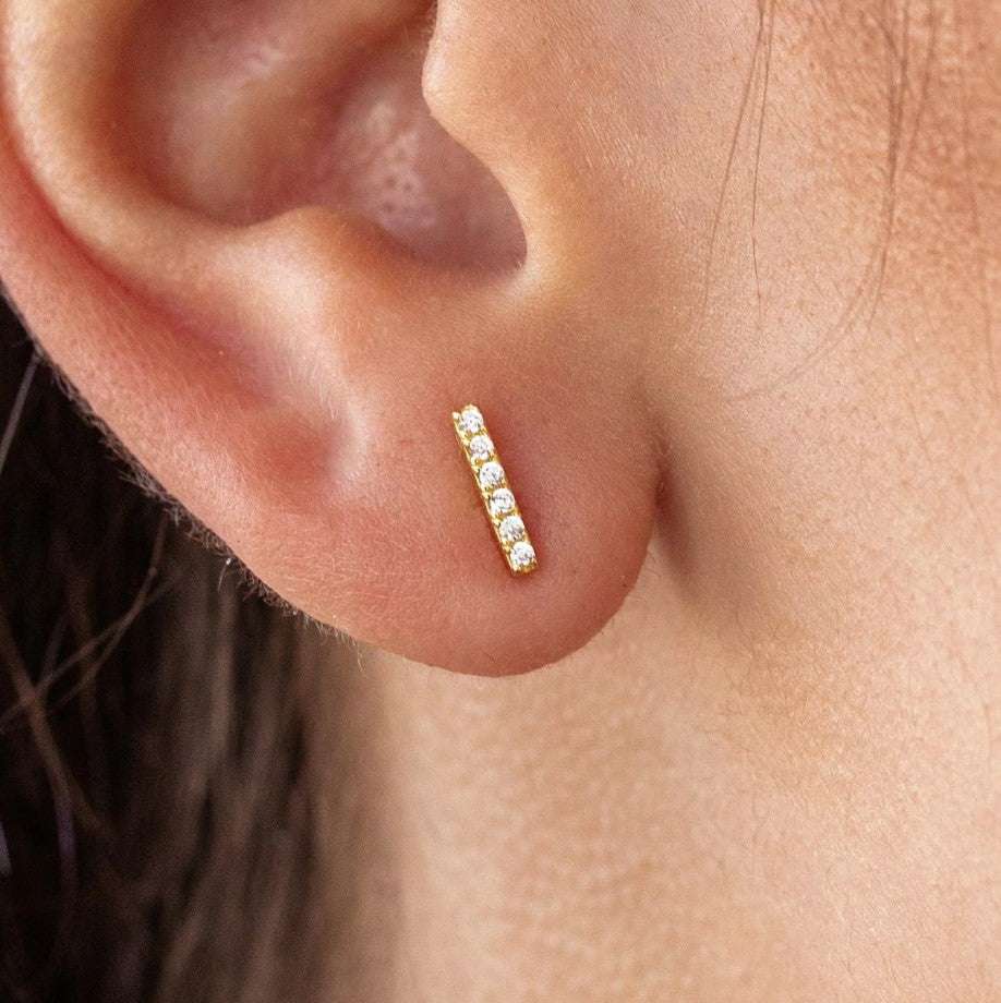 Gold Boca Bar Stud Earrings - Jaffi's