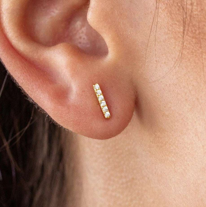 Gold Boca Bar Stud Earrings - Jaffi's