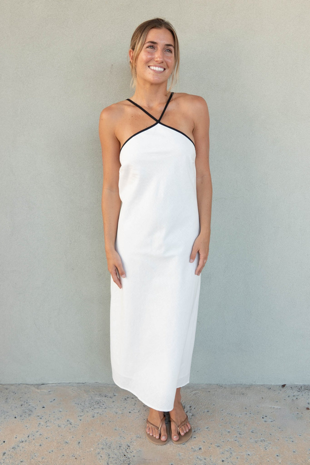 Grace Midi Dress - White/Black - Jaffi's