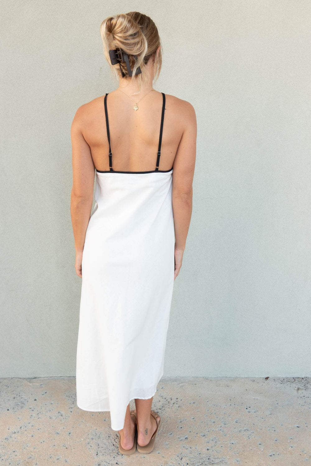 Grace Midi Dress - White/Black - Jaffi's