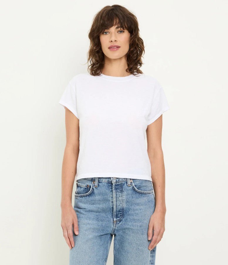 Grayson Crop Tee - White - Jaffi's