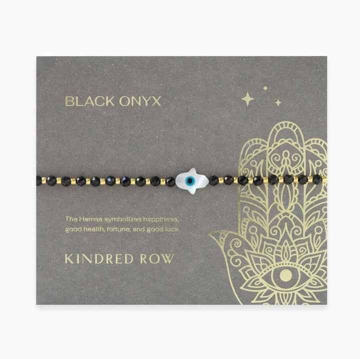 Hamsa Gemstone Bracelet - Black Onyx