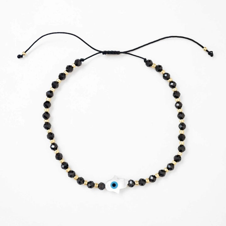 Hamsa Gemstone Bracelet - Black Onyx