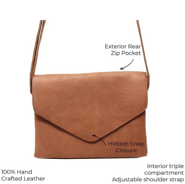 Leather Envelope Crossbody Bag: Harbor Cognac