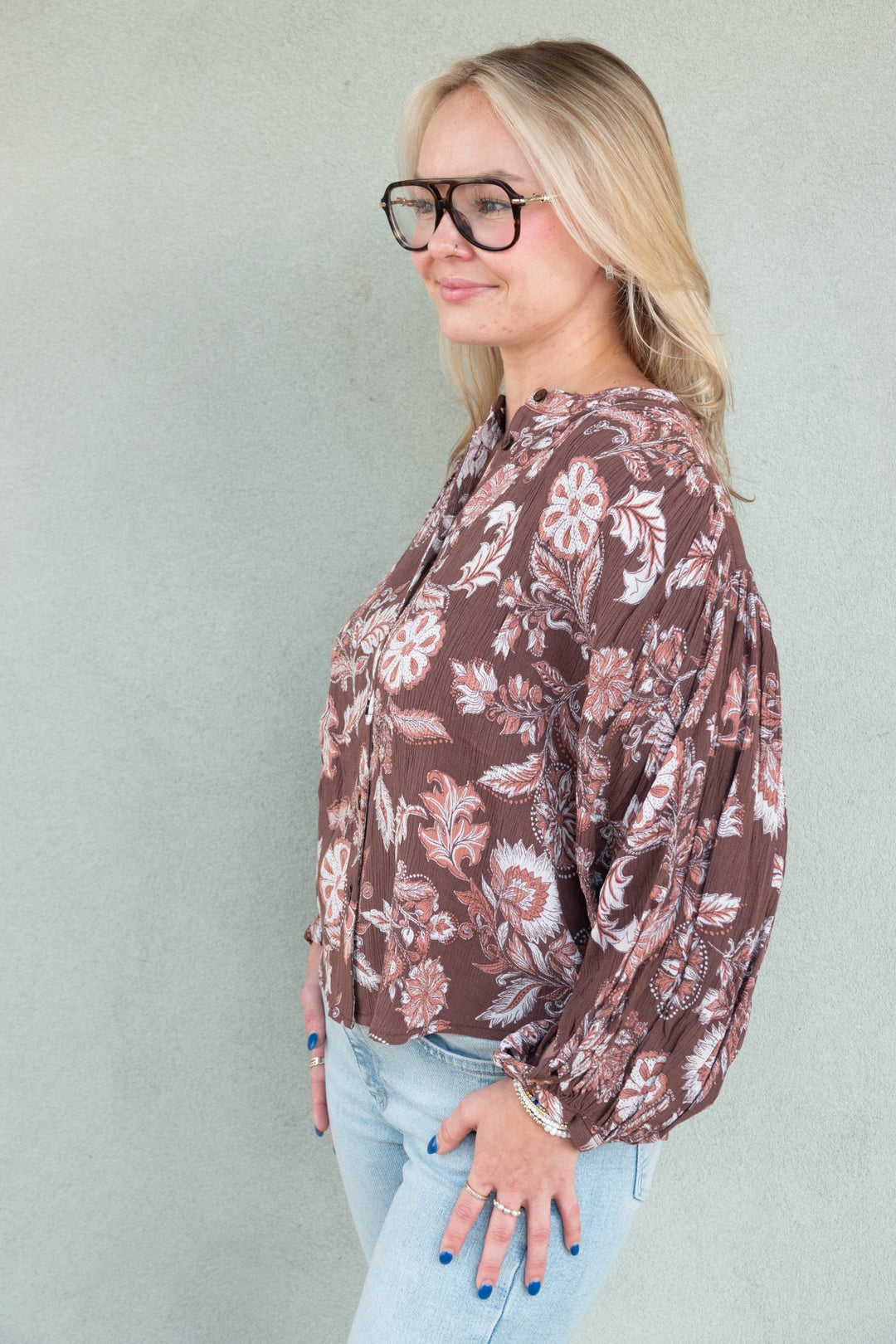 Harlan Blouse - Vintage Brown Floral - Jaffi&