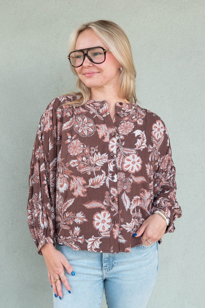Harlan Blouse - Vintage Brown Floral - Jaffi&