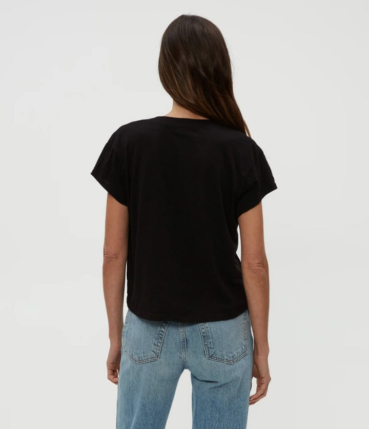 Harlan Crop V Neck Tee - Black