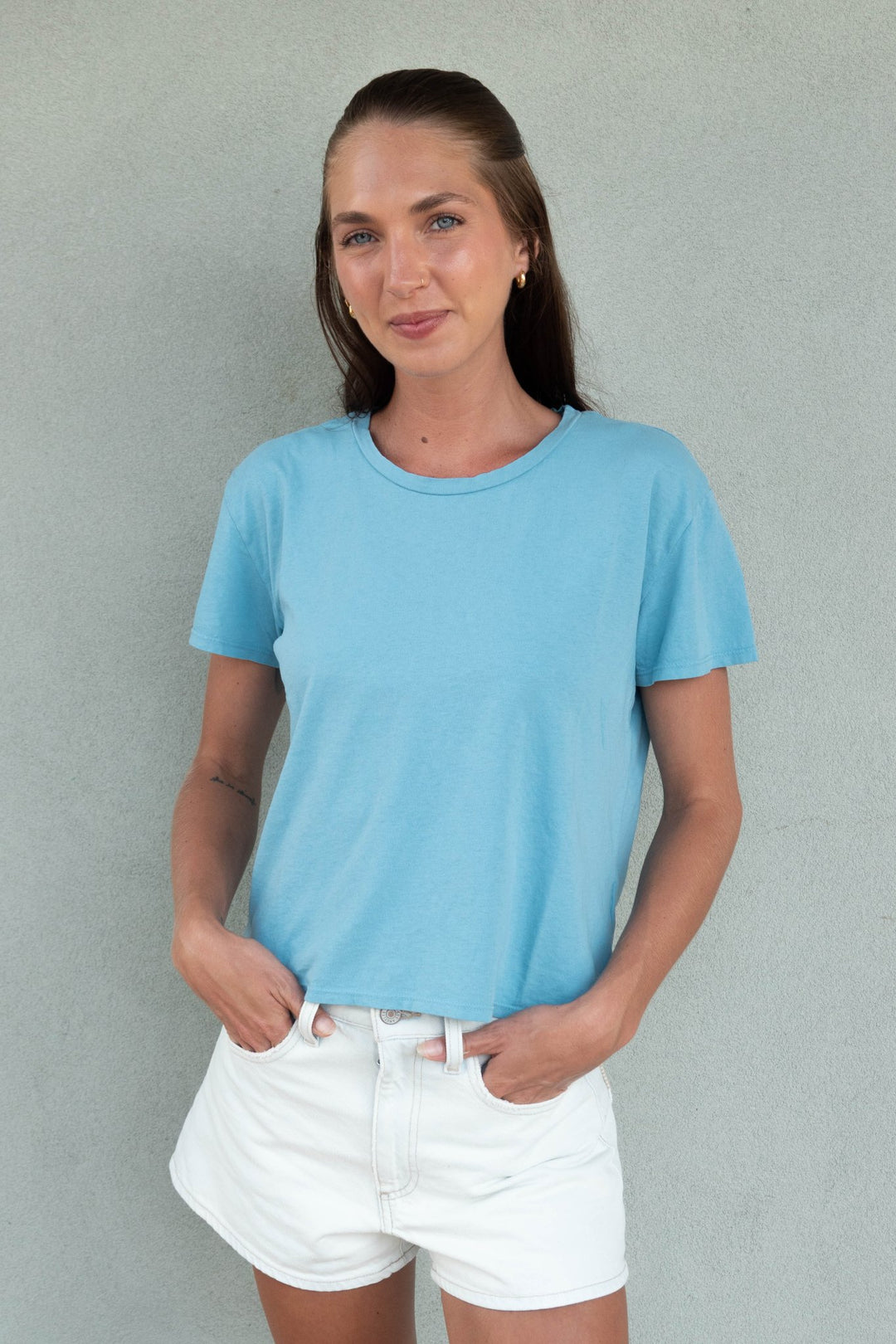Harley Boxy Crew Tee - Milky Blue - Jaffi&