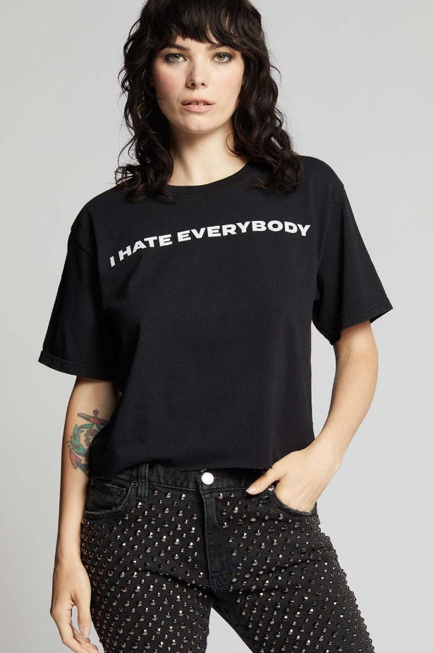 I Hate Everybody Crop Tee - Black
